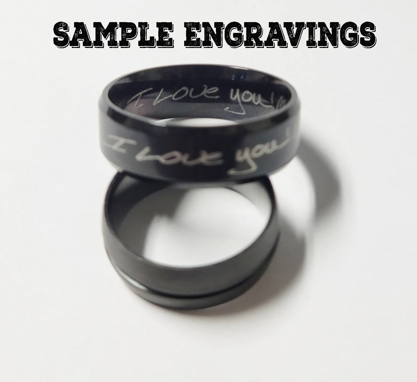 Personalized Men's Gold Notched Promise Ring - Engraved Handwriting Promise Ring