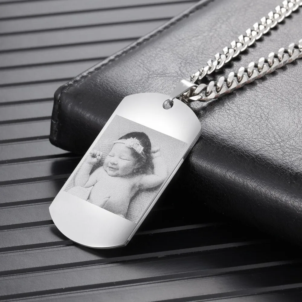 Personalized Stainless Steel Photo & Name Necklace