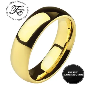 Personalized Women's Promise Ring Band - Dome Band 14k Gold Over Titanium