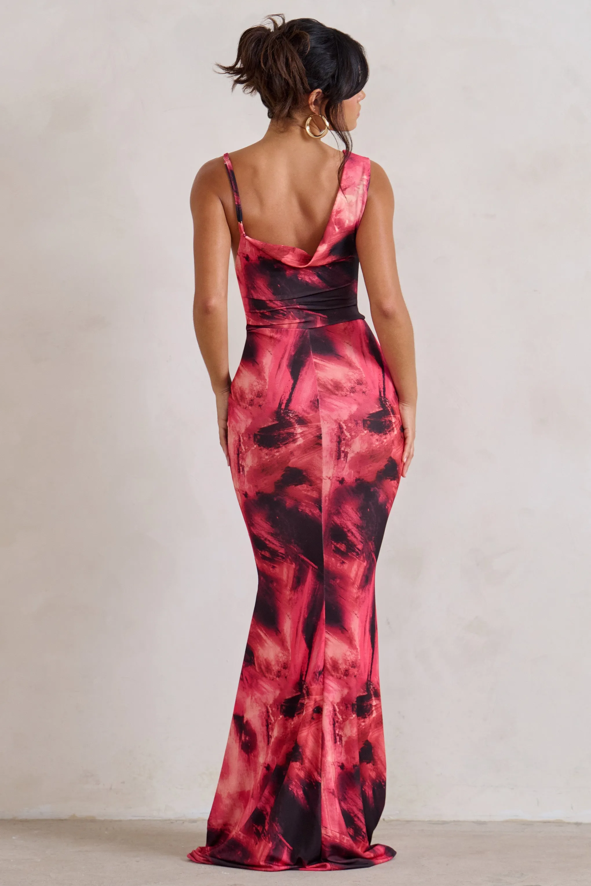 Phantasy | Pink Print Cowl Neck Maxi Dress