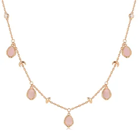 Pink Opal Gold Choker - Moon Circle