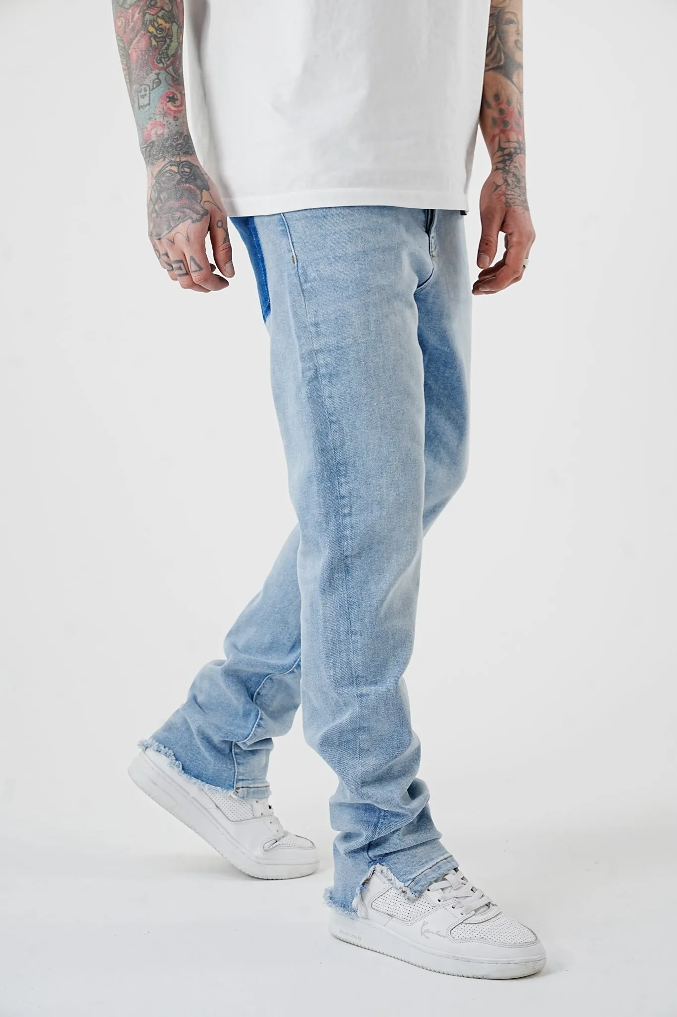 Pocket Ripped Off Light Blue Denim - UF5000