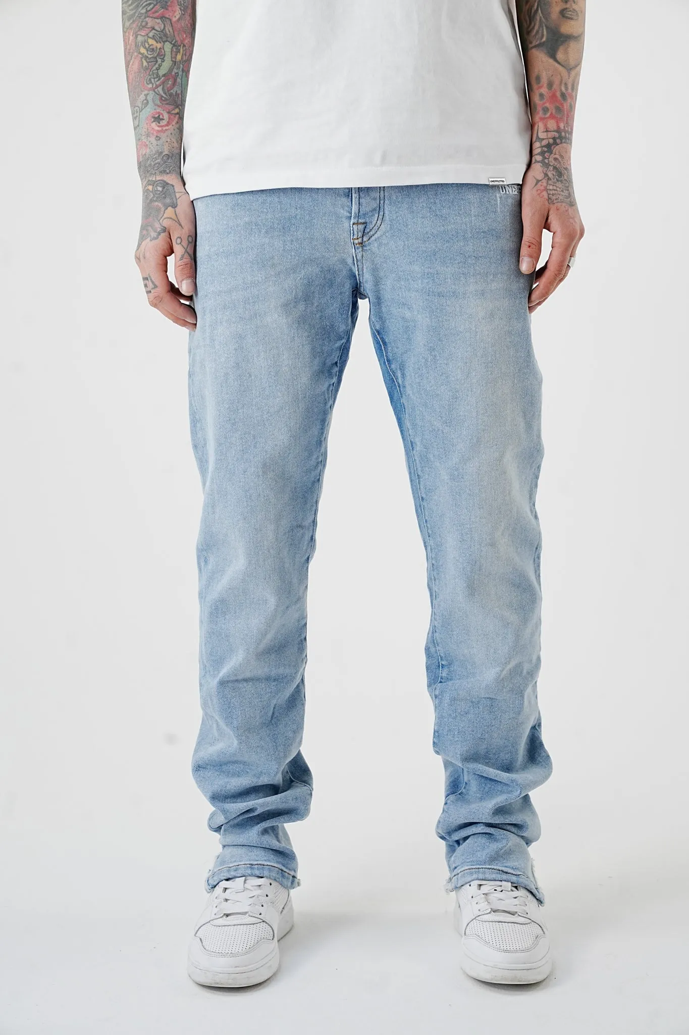 Pocket Ripped Off Light Blue Denim - UF5000