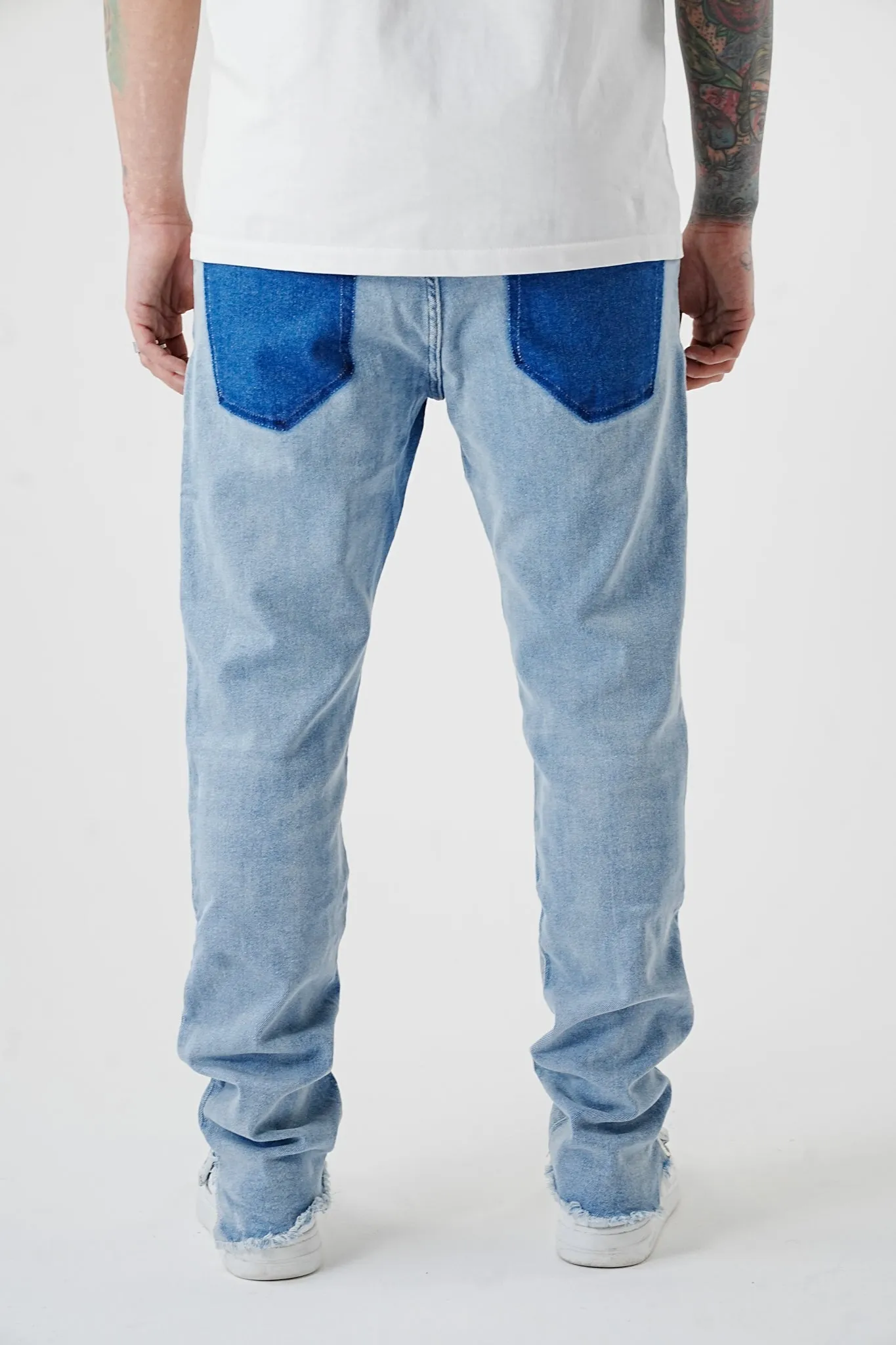 Pocket Ripped Off Light Blue Denim - UF5000