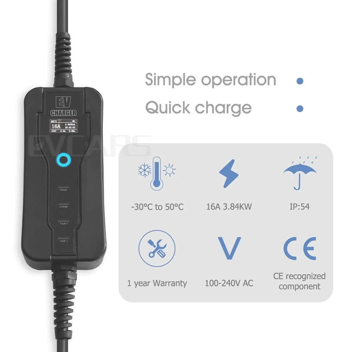 Portable EV Charger Level 2  J1772  Type 2  EVSE Controlle Electric Car Charging Stations 16A  230V Home Wallbox For Zoe Leaf