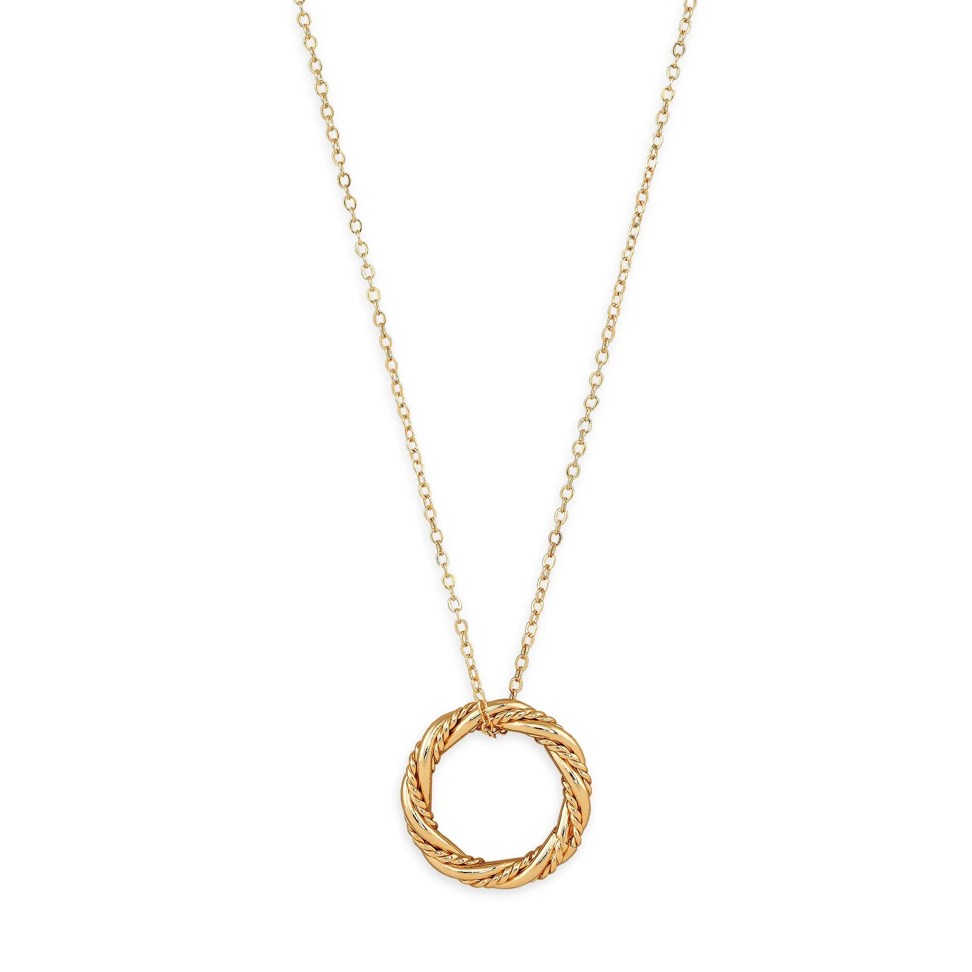 Real Gold Plated Gold Z Long Twisted Hoop Pendant Necklace