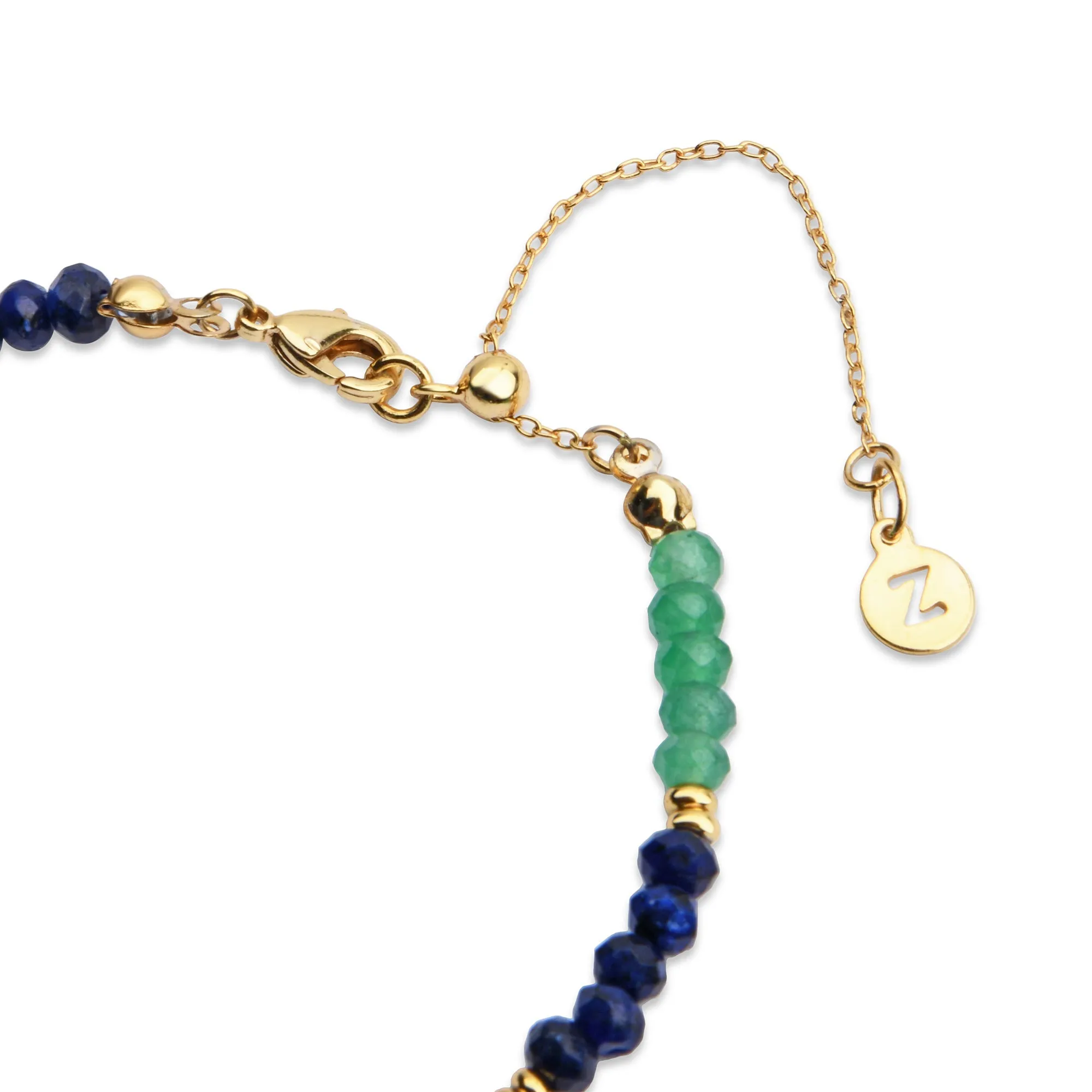 Real Gold Plated Z Stone And Bead Slider Bracelet