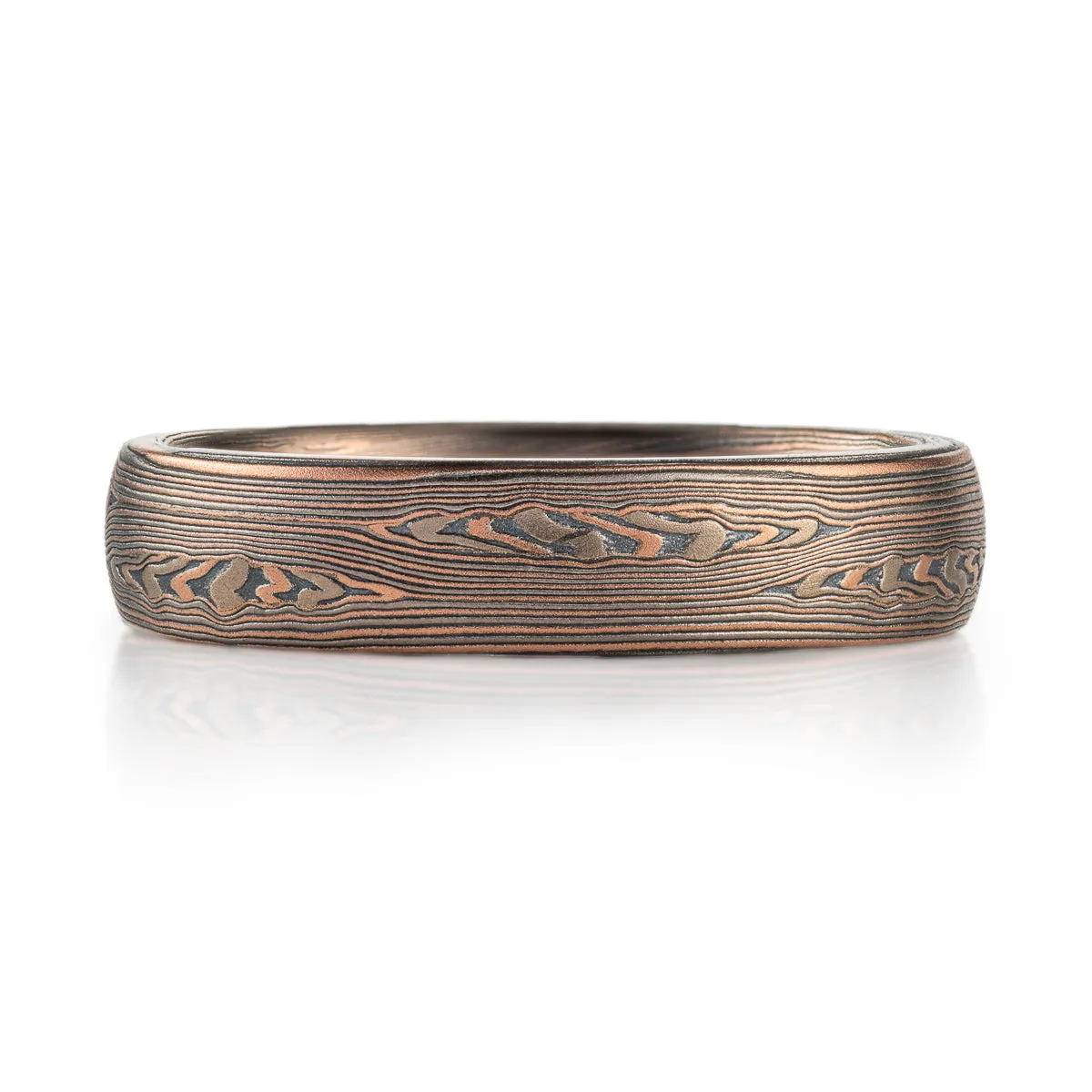 Rustic Flow Pattern Ring with Mokume Knots in Embers