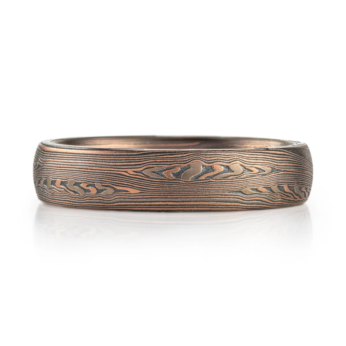 Rustic Flow Pattern Ring with Mokume Knots in Embers