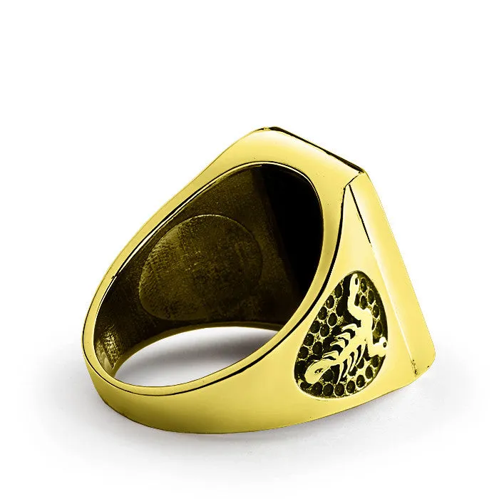 Scorpion Men's Ring in 10k Yellow Gold with Natural Black Onyx Stone