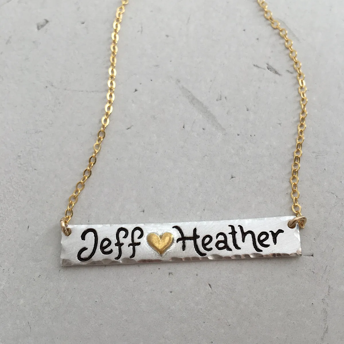 Script Double Name Bar Necklace