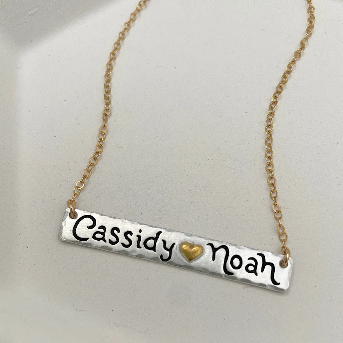 Script Double Name Bar Necklace