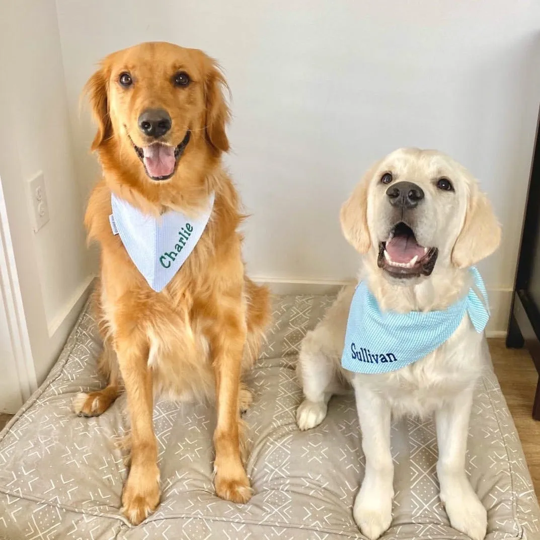 Seersucker Personalized Dog Bandanas