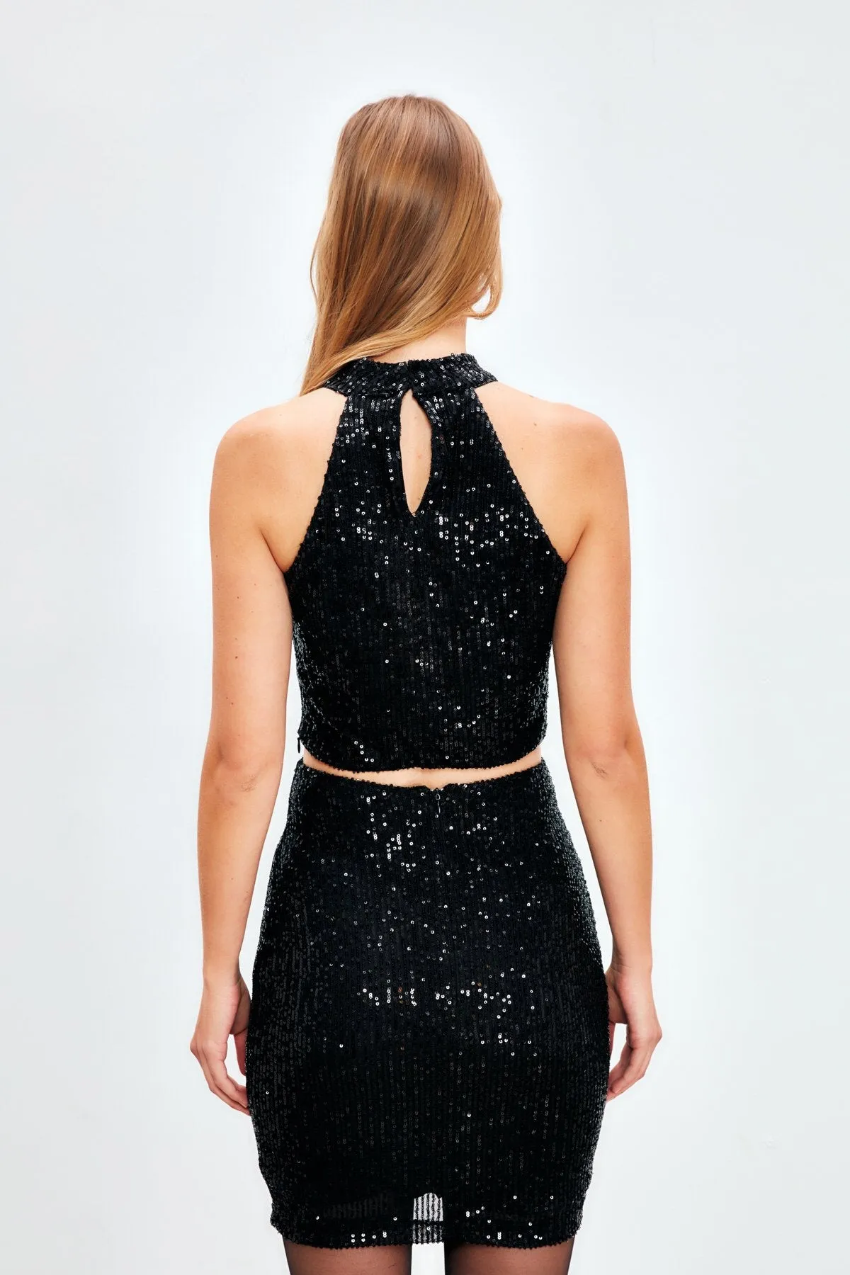 Sequined Mini Skirt - BLACK