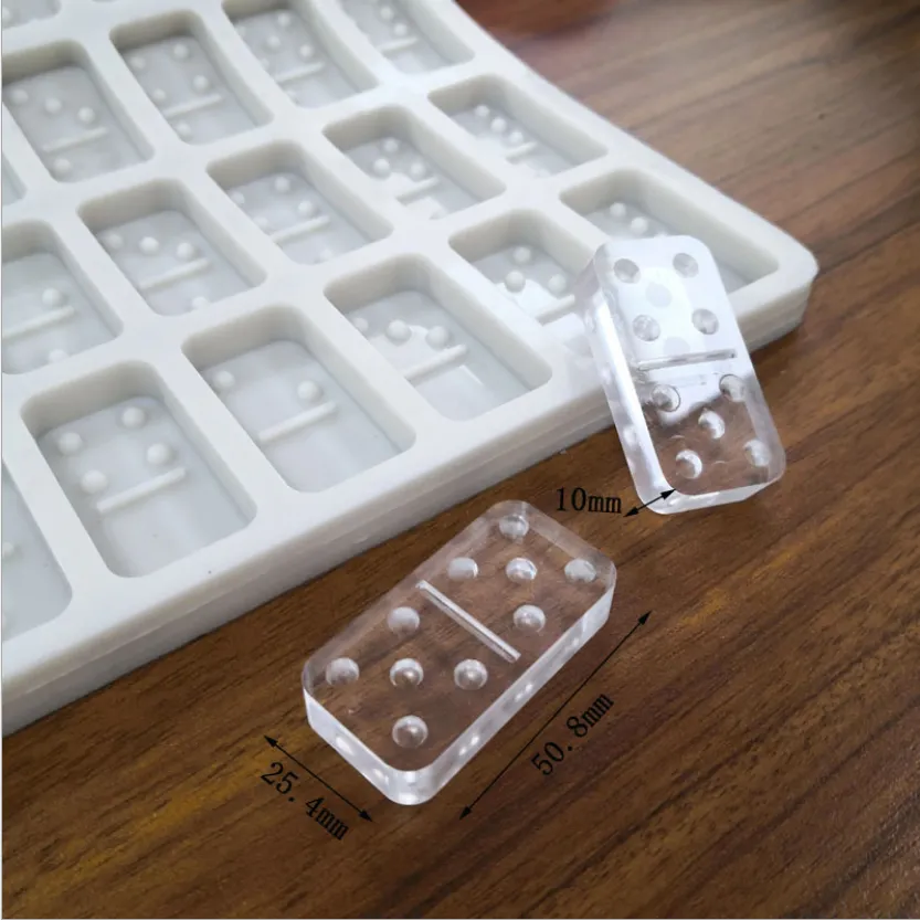 Silicone Dominos Mold For 2*1 inch Standard size domino pieces, DIY Resin Dominos game Molds White/Pink randomly ship 10335