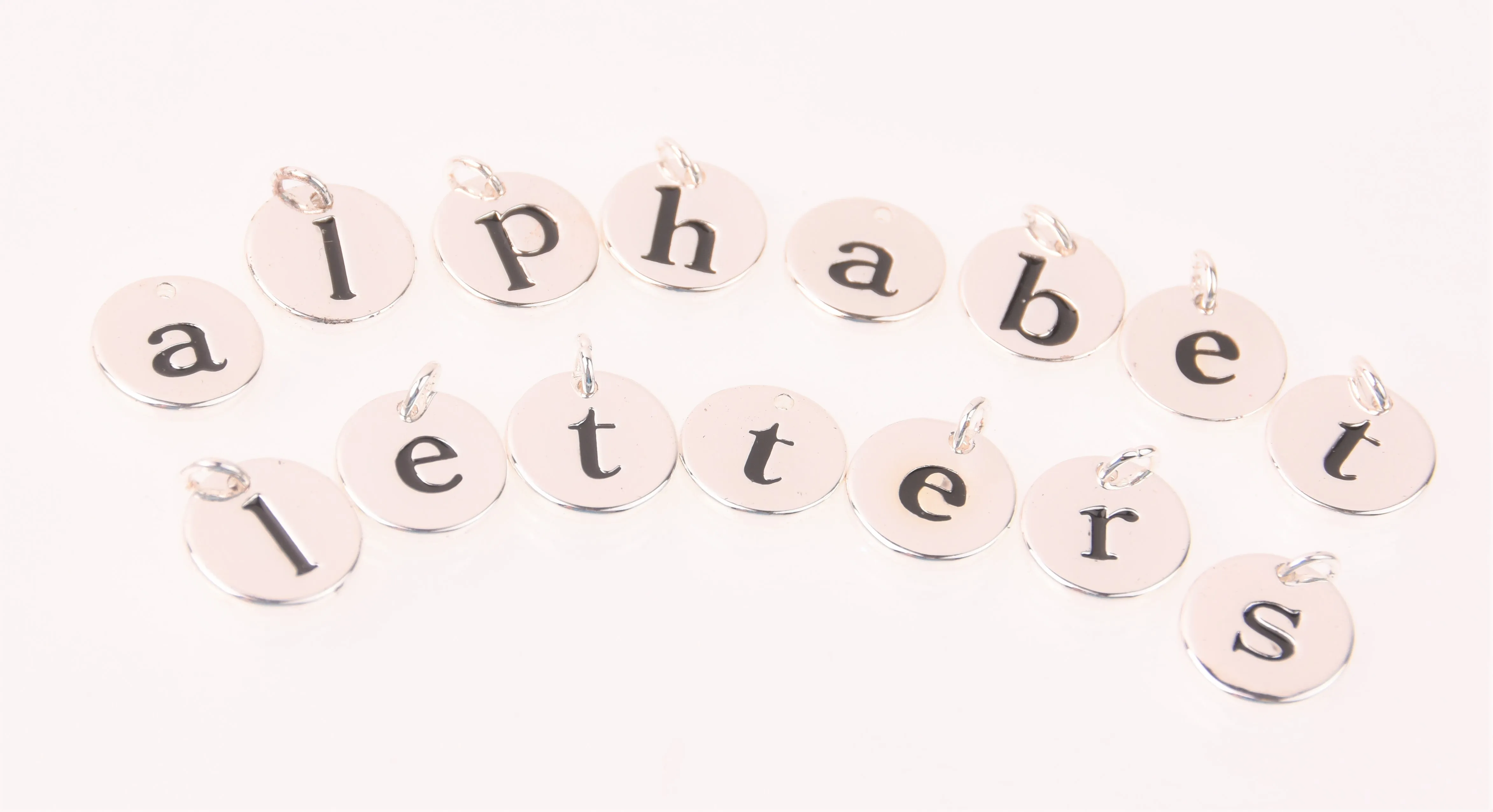 Silver Alphabet Letter Charms, 13mm 1/2 Bright Silver Plated Initial Pendants