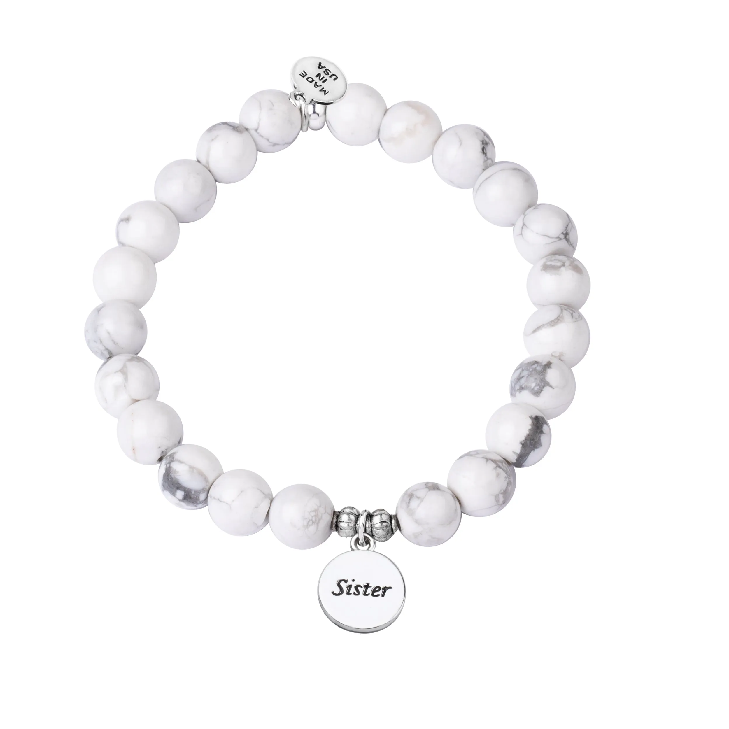 Sister | Stone Beaded Charm Bracelet | Howlite