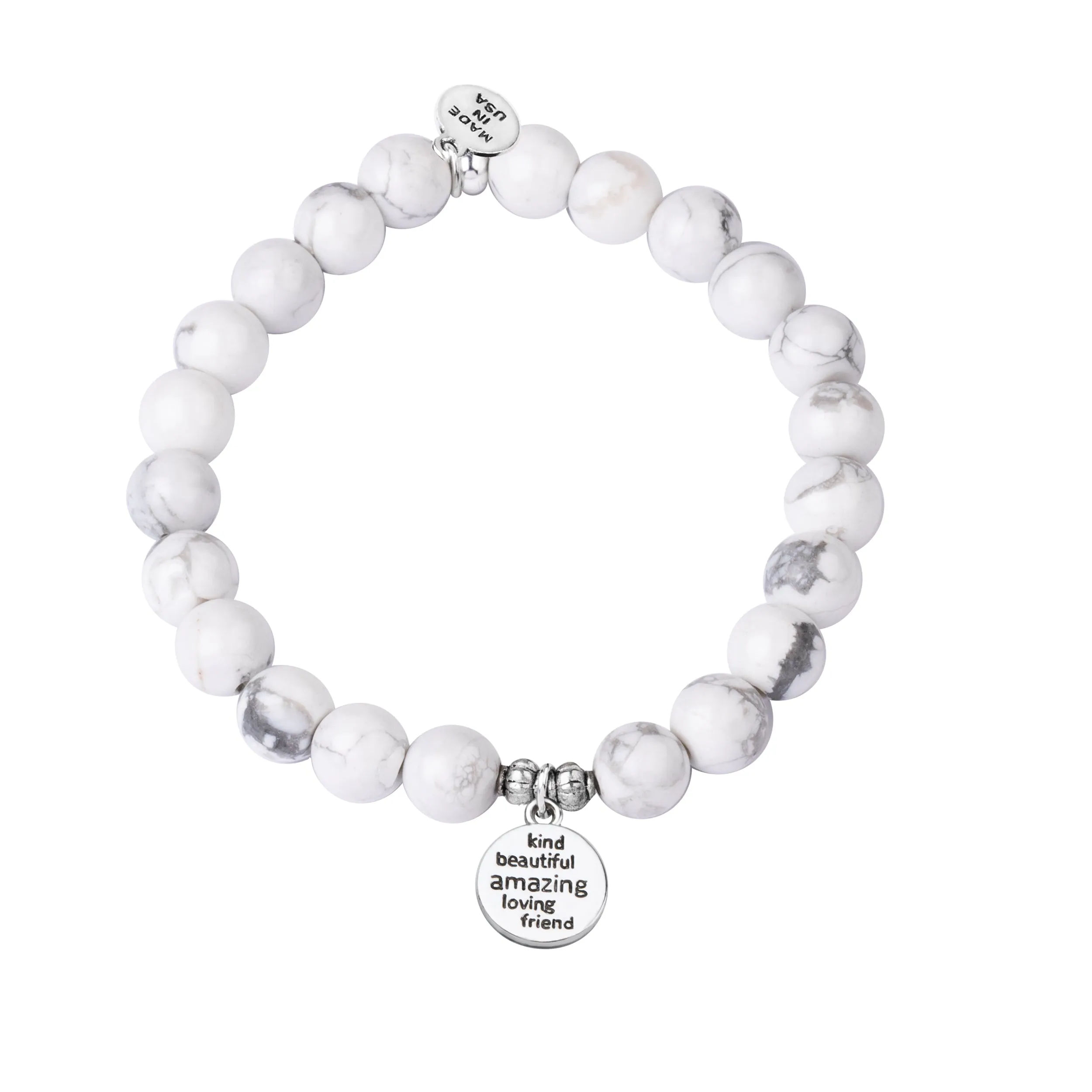 Sister | Stone Beaded Charm Bracelet | Howlite