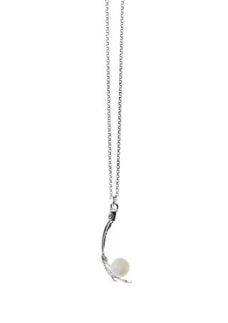 Sparrow Foot With Bead Necklace, Silver