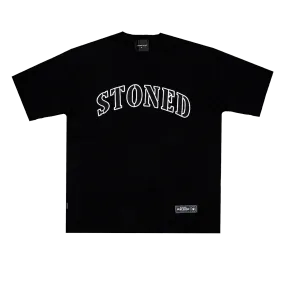 Stoned Retro : Jet Black Varsity Logo Tee Black