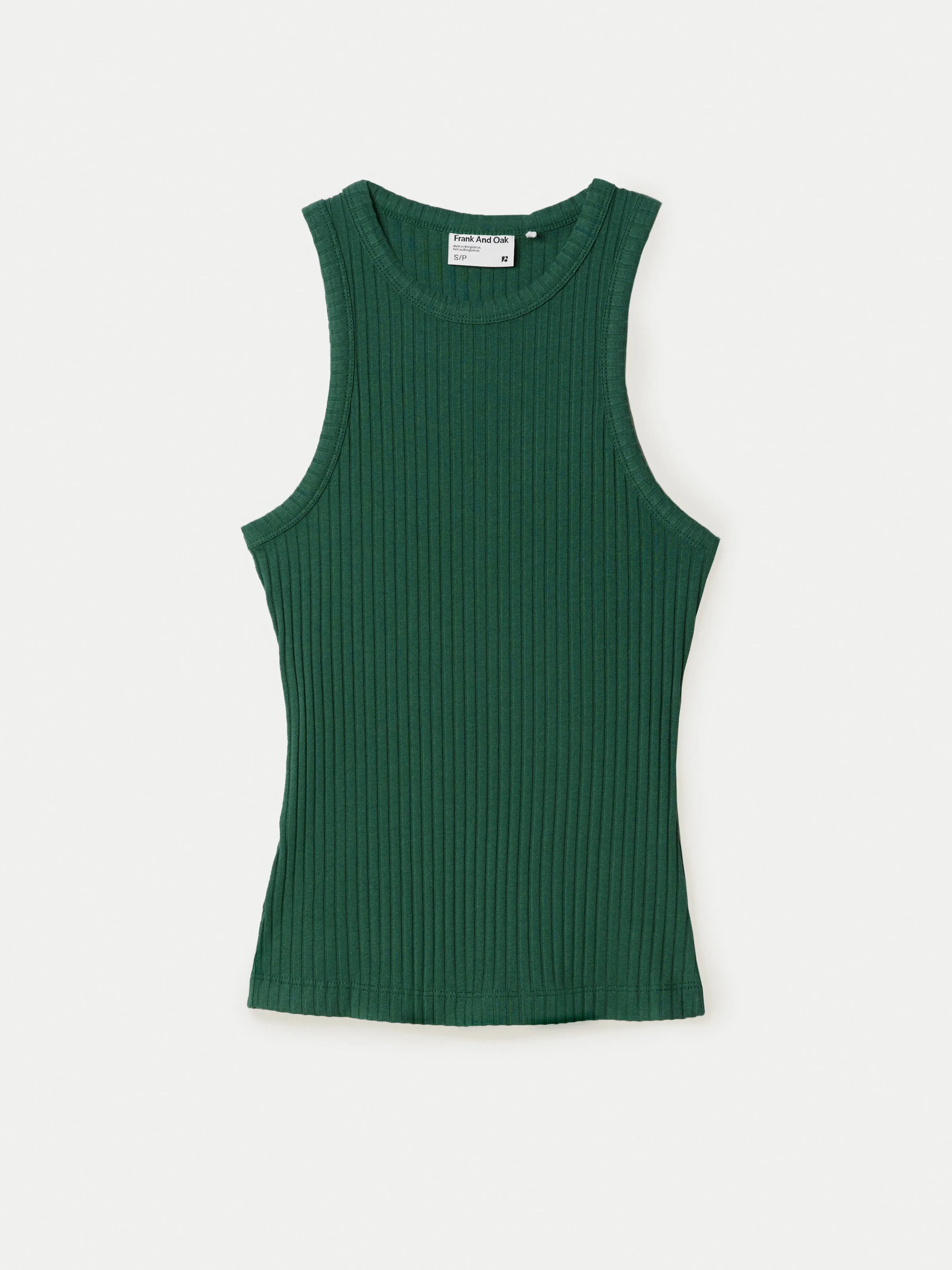 The Ribbed Tank Top in Dark Green