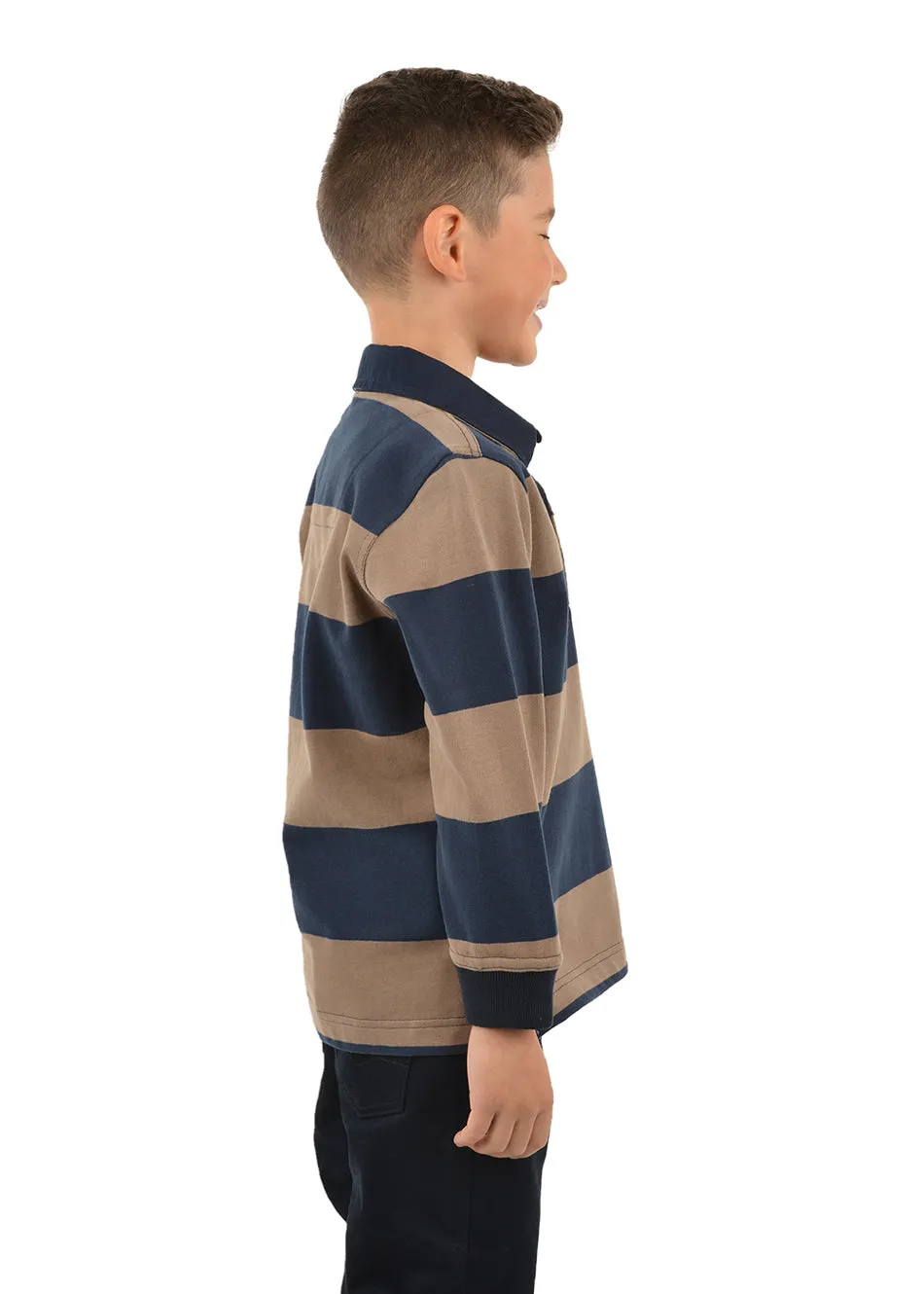 Thomas Cook Boys Steve Stripe Rugby - Navy/Tan