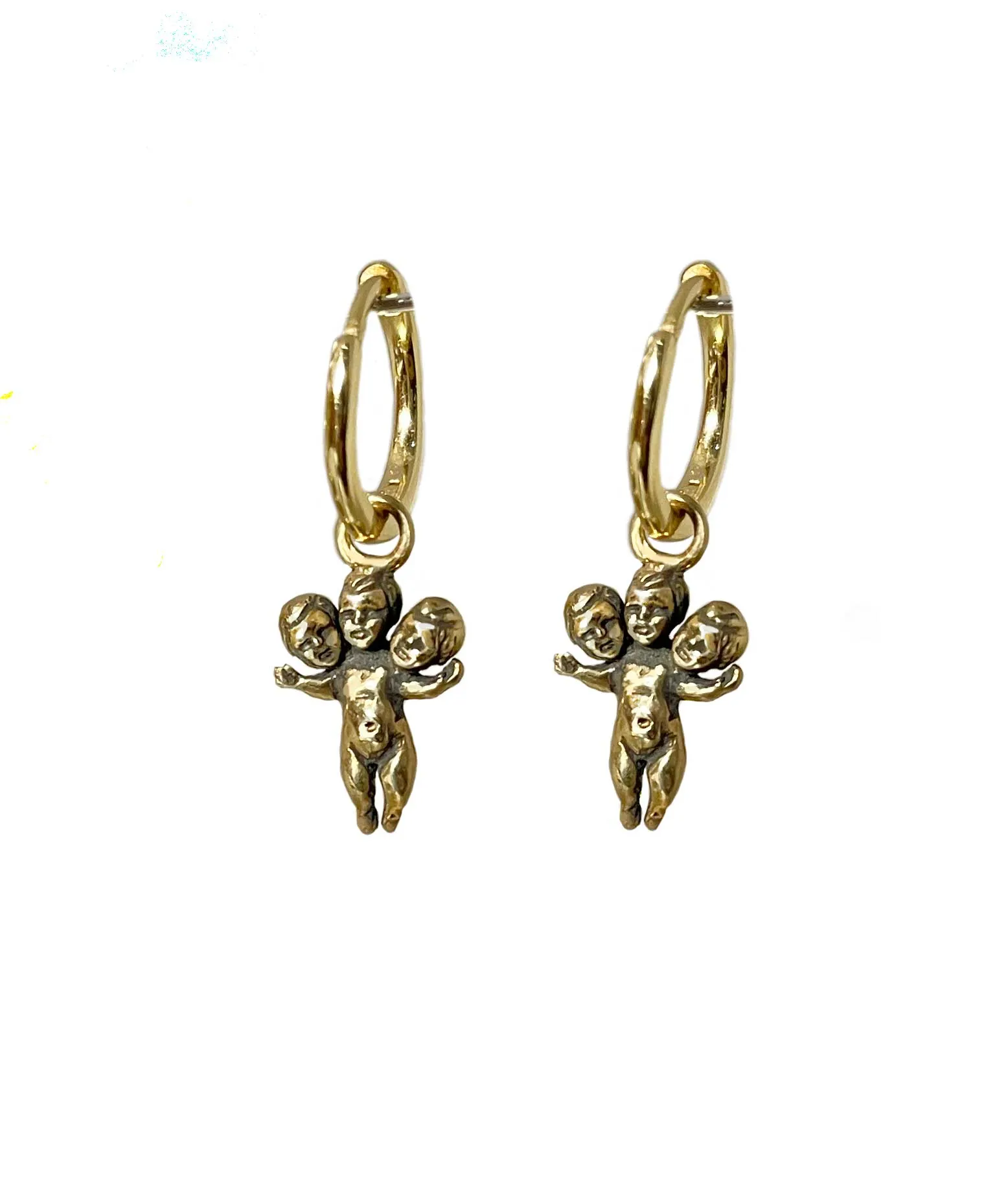 Three Headed Baby Hoop Earrings tiny