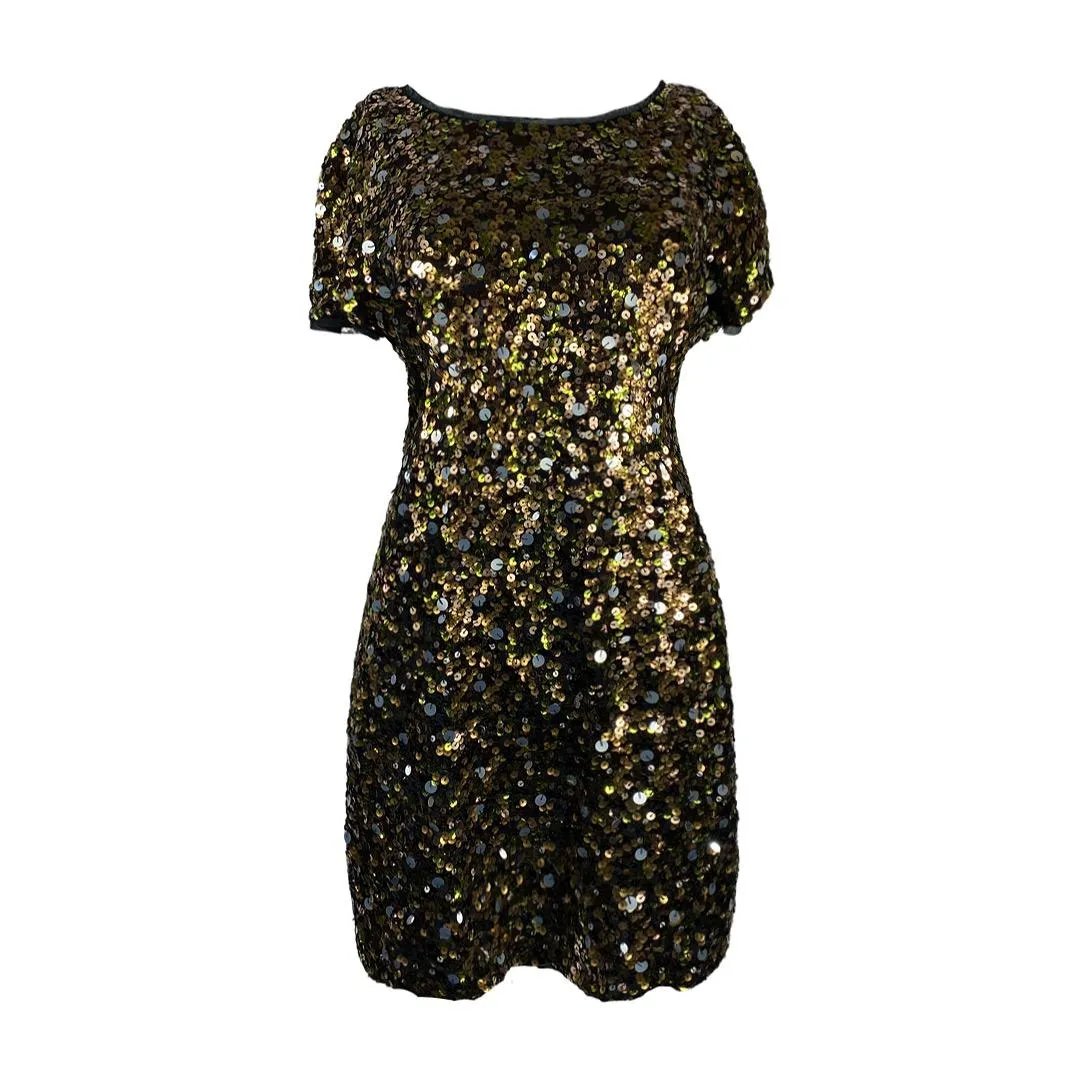 TIBI Gold Sequin Mini Dress US 8 | UK 12