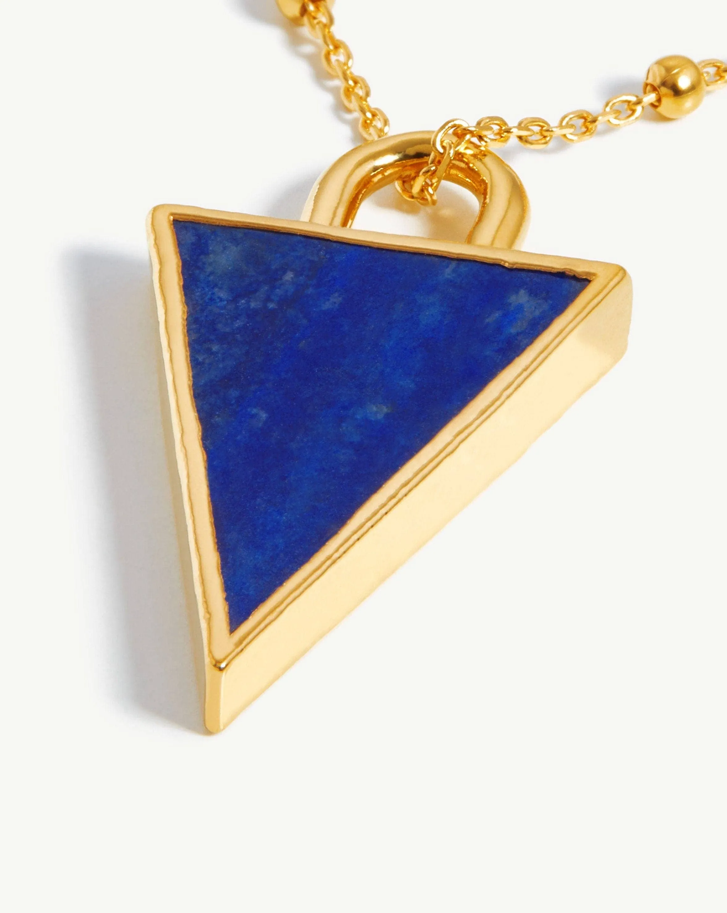 Triangle Pendant Chain Necklace | 18ct Gold Plated/Lapis