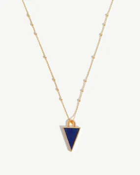 Triangle Pendant Chain Necklace | 18ct Gold Plated/Lapis