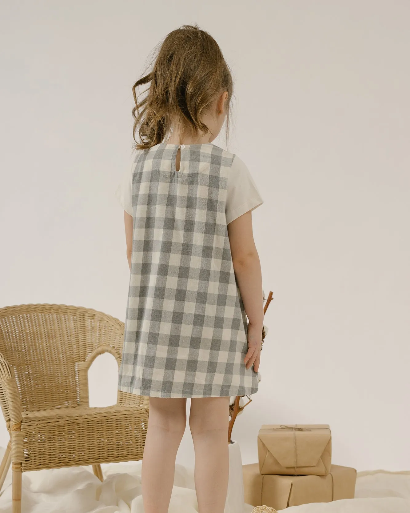 Two-tone Asymmetrical Checker Dress