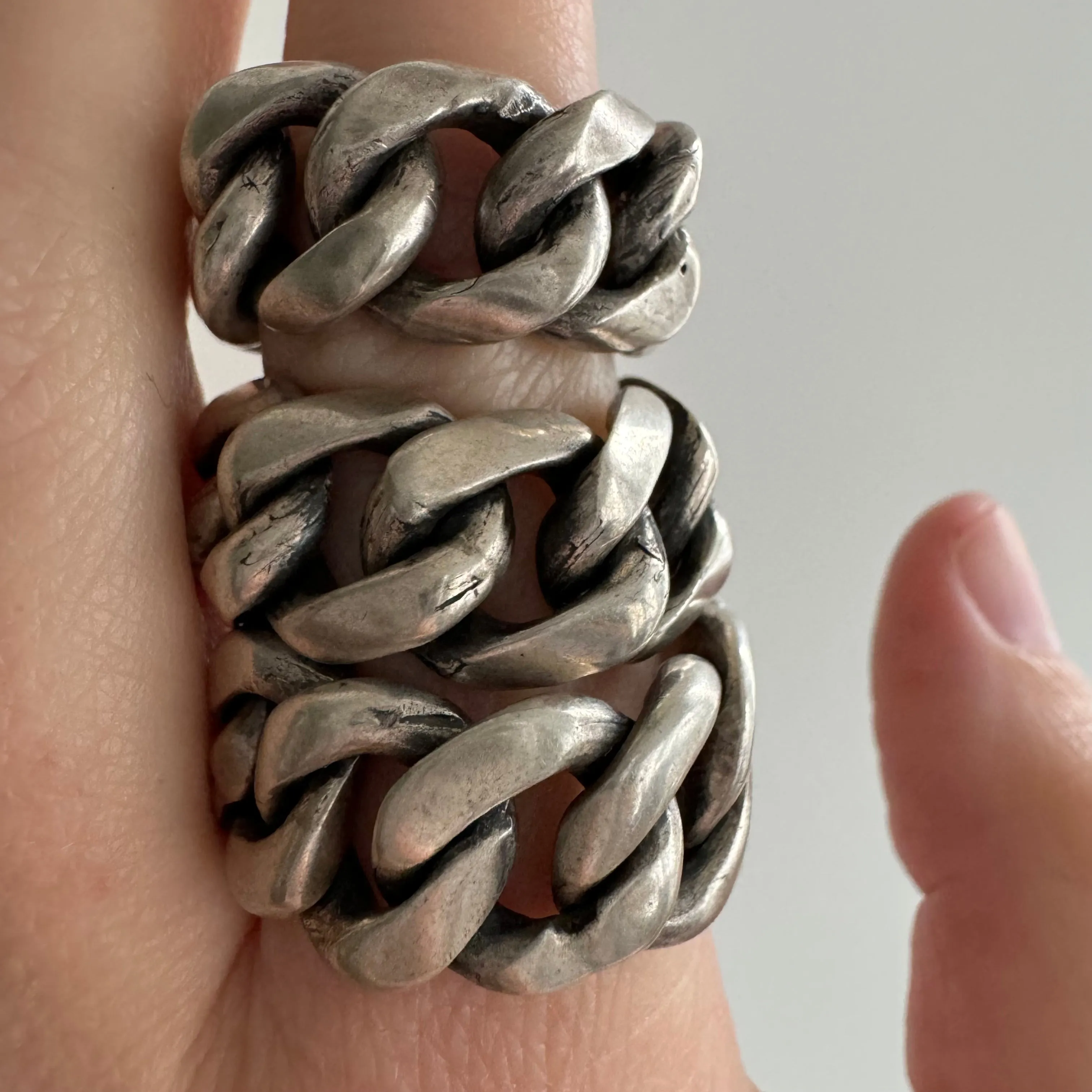 V I N T A G E // chunky curb / chunky flexible sterling silver rings / sizes 5-ish, 7-ish, 9-ish