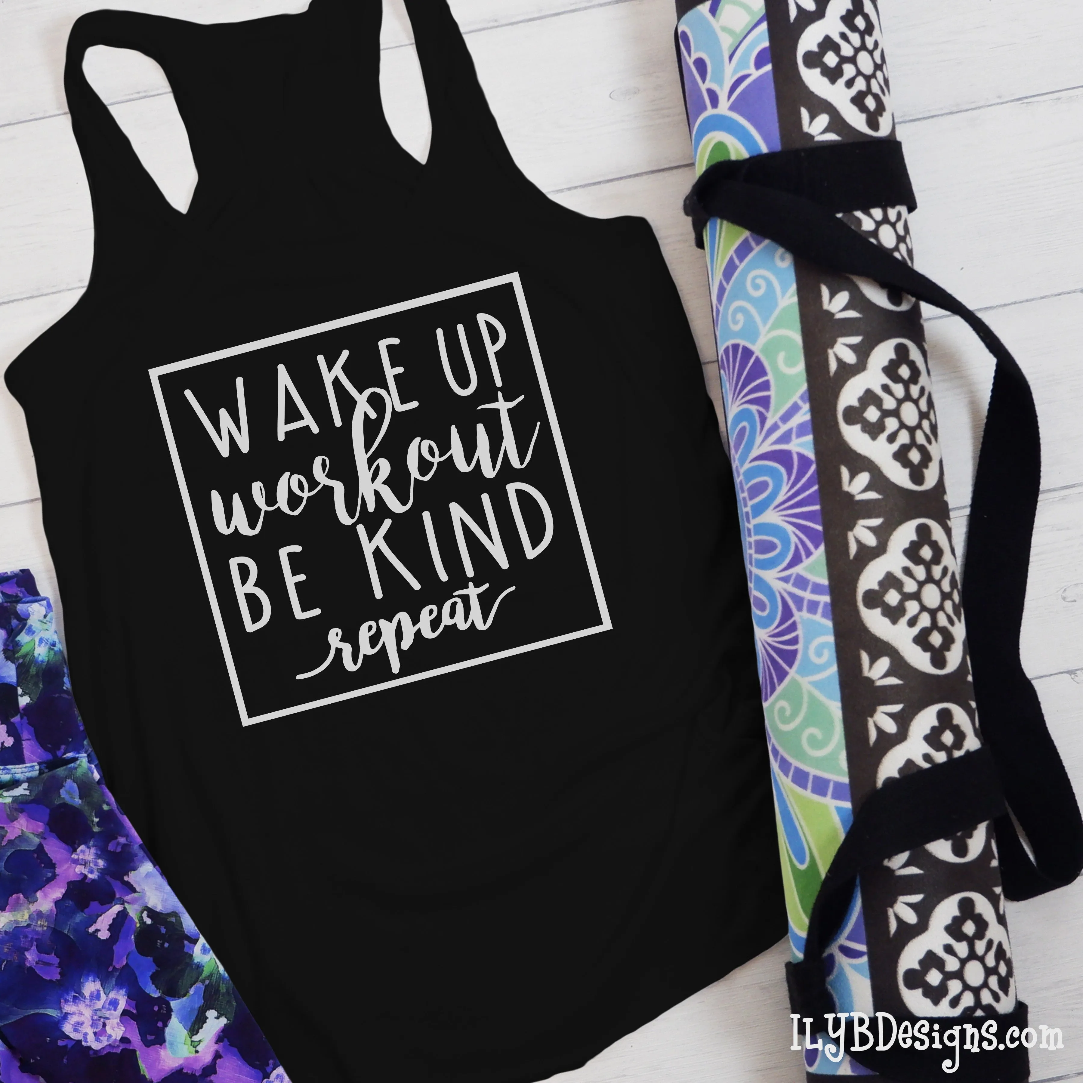 Wake Up Workout Be Kind Repeat Workout Tank Top | Inspirational Workout Tanks