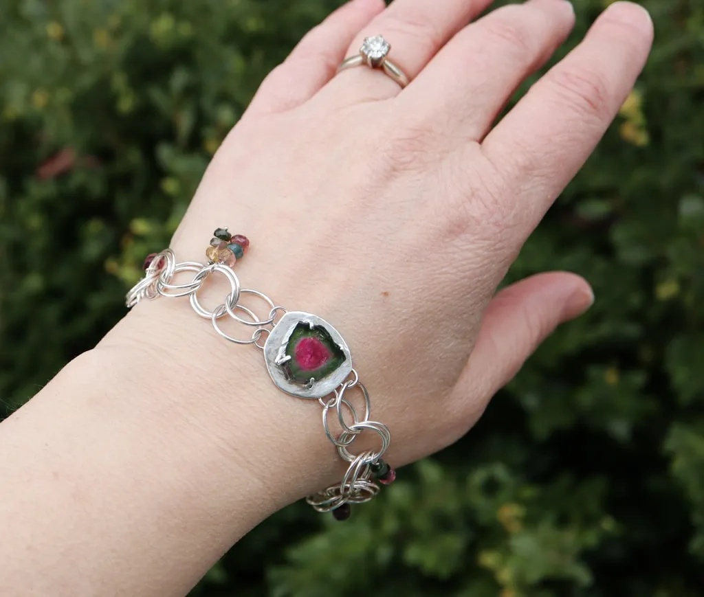 Watermelon Tourmaline Rainbow Bracelet