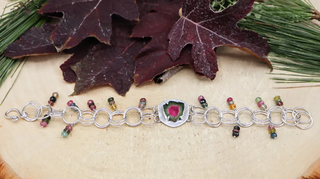 Watermelon Tourmaline Rainbow Bracelet