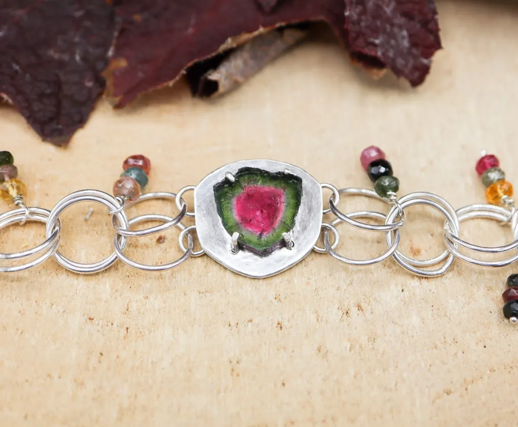 Watermelon Tourmaline Rainbow Bracelet