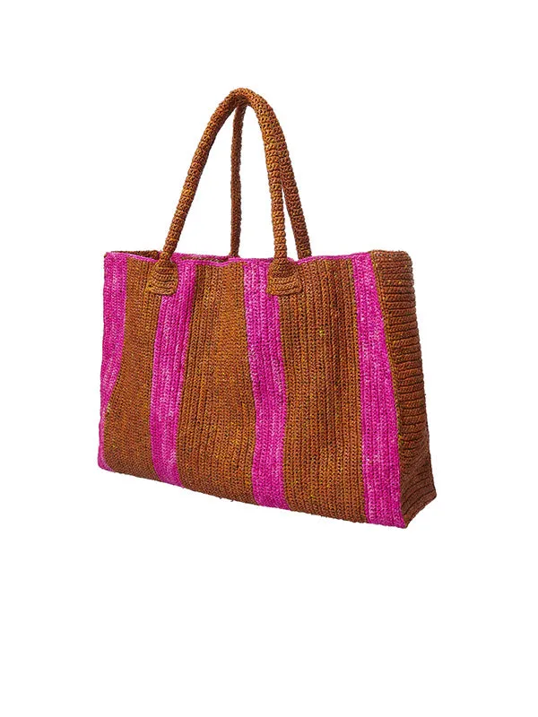 Weekender Bag in Caramel and Pink