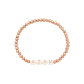 WHITE BEAD w. ROSE GOLD LETTERS BRACELET