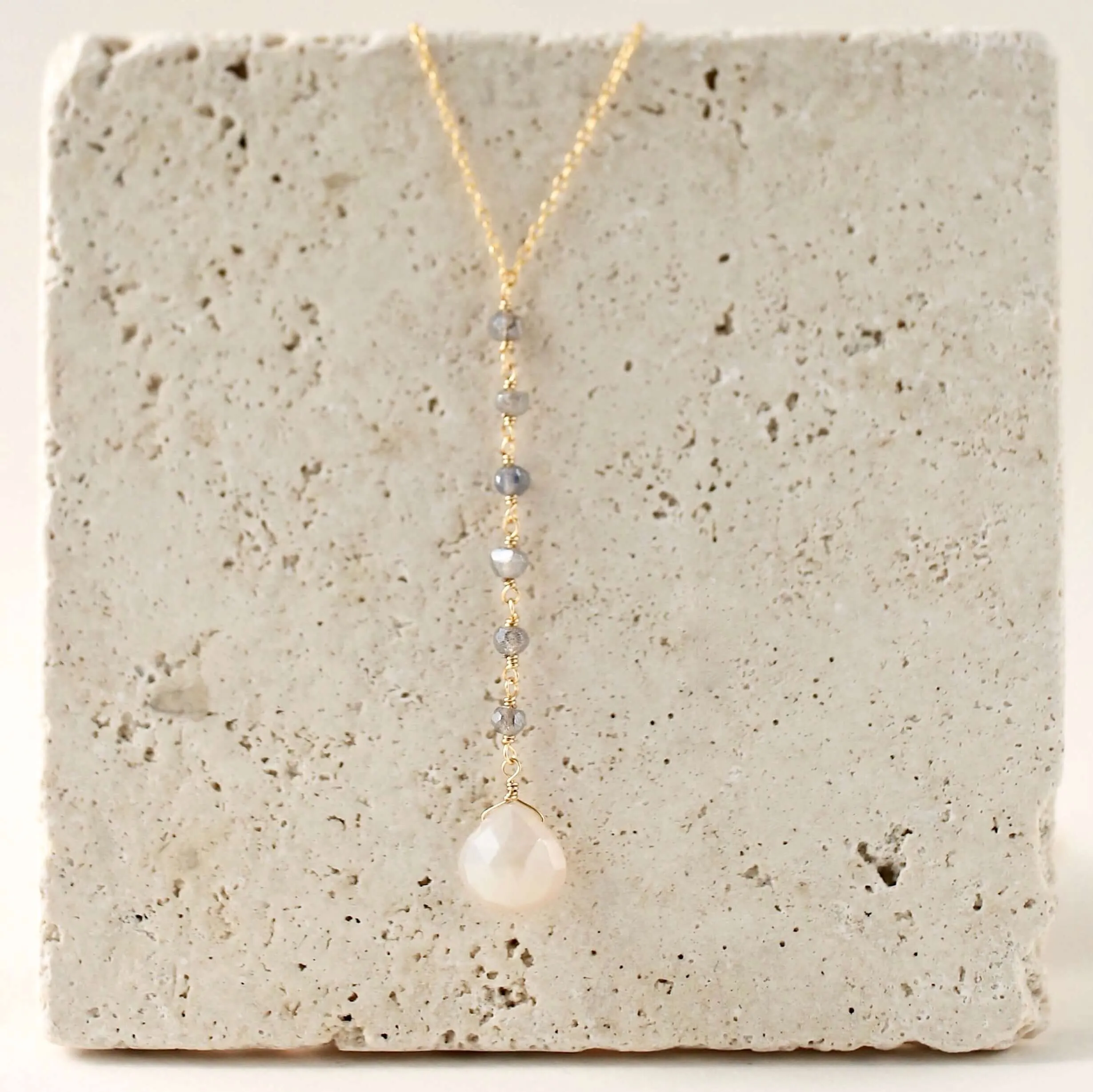 White Chalcedony Yoga Necklace