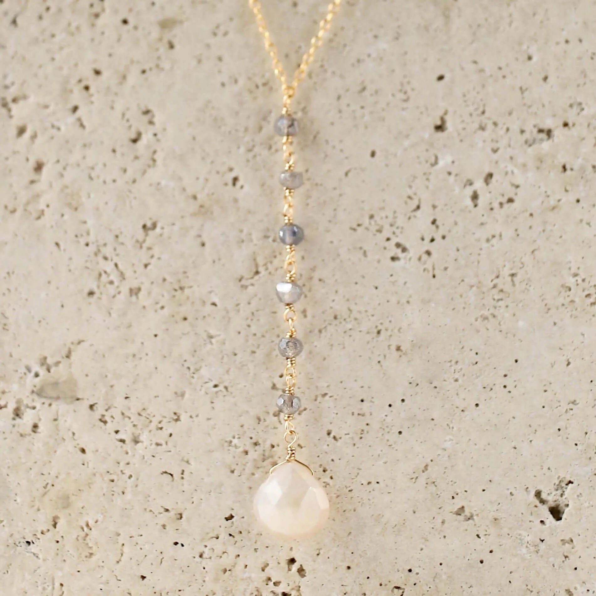 White Chalcedony Yoga Necklace