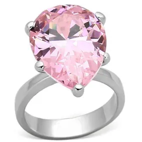 WildKlass 925 Sterling Silver Solitaire Ring Rhodium Women AAA Grade CZ Rose