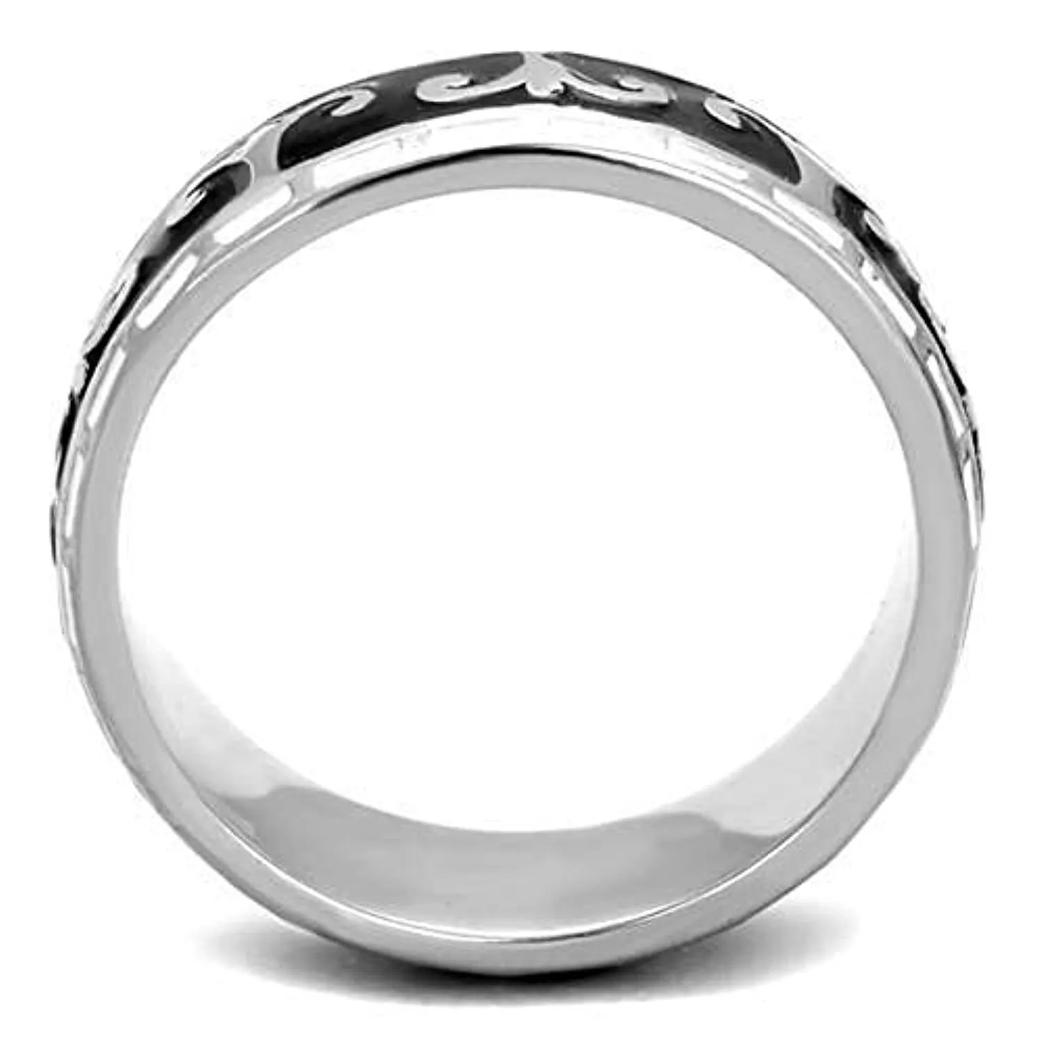 WildKlass Stainless Steel Ring High Polished (no Plating) Women Epoxy Jet