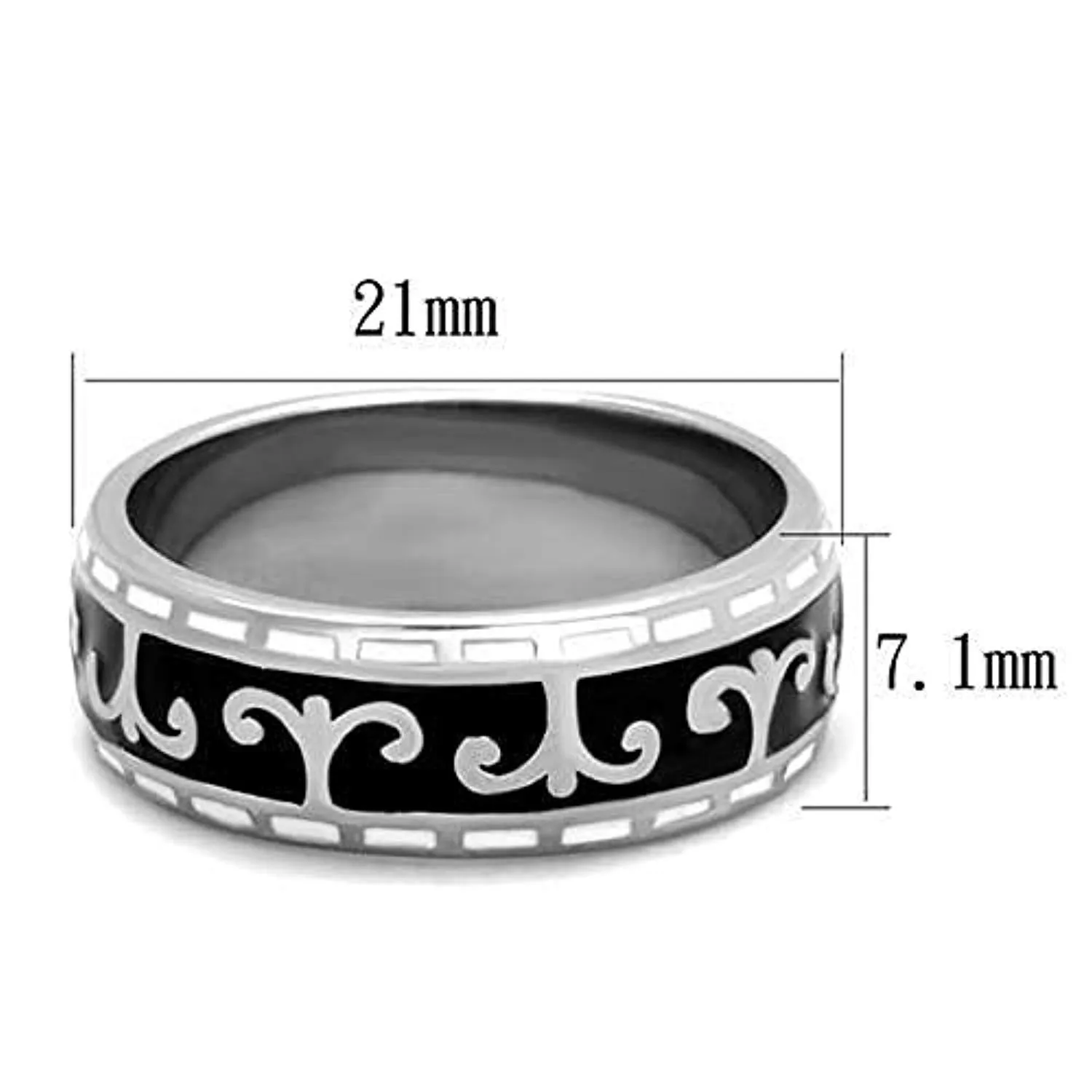 WildKlass Stainless Steel Ring High Polished (no Plating) Women Epoxy Jet