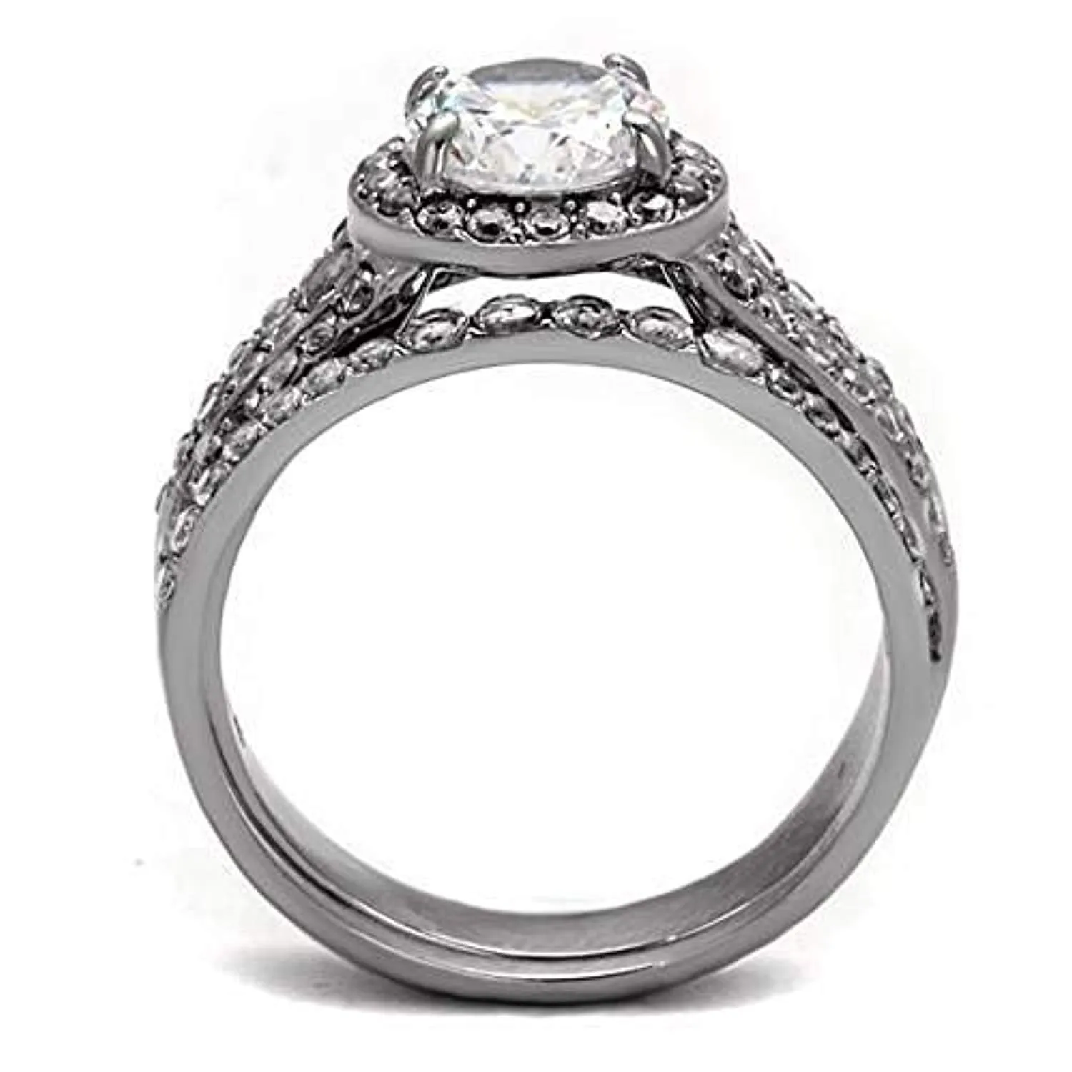 WildKlass Stainless Steel Ring High Polished Women AAA Grade CZ Clear