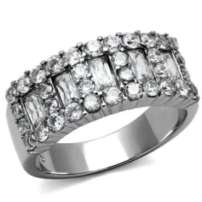 WildKlass Stainless Steel Ring High Polished Women AAA Grade CZ Clear