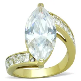 WildKlass Stainless Steel Ring IP Gold Women AAA Grade CZ Clear