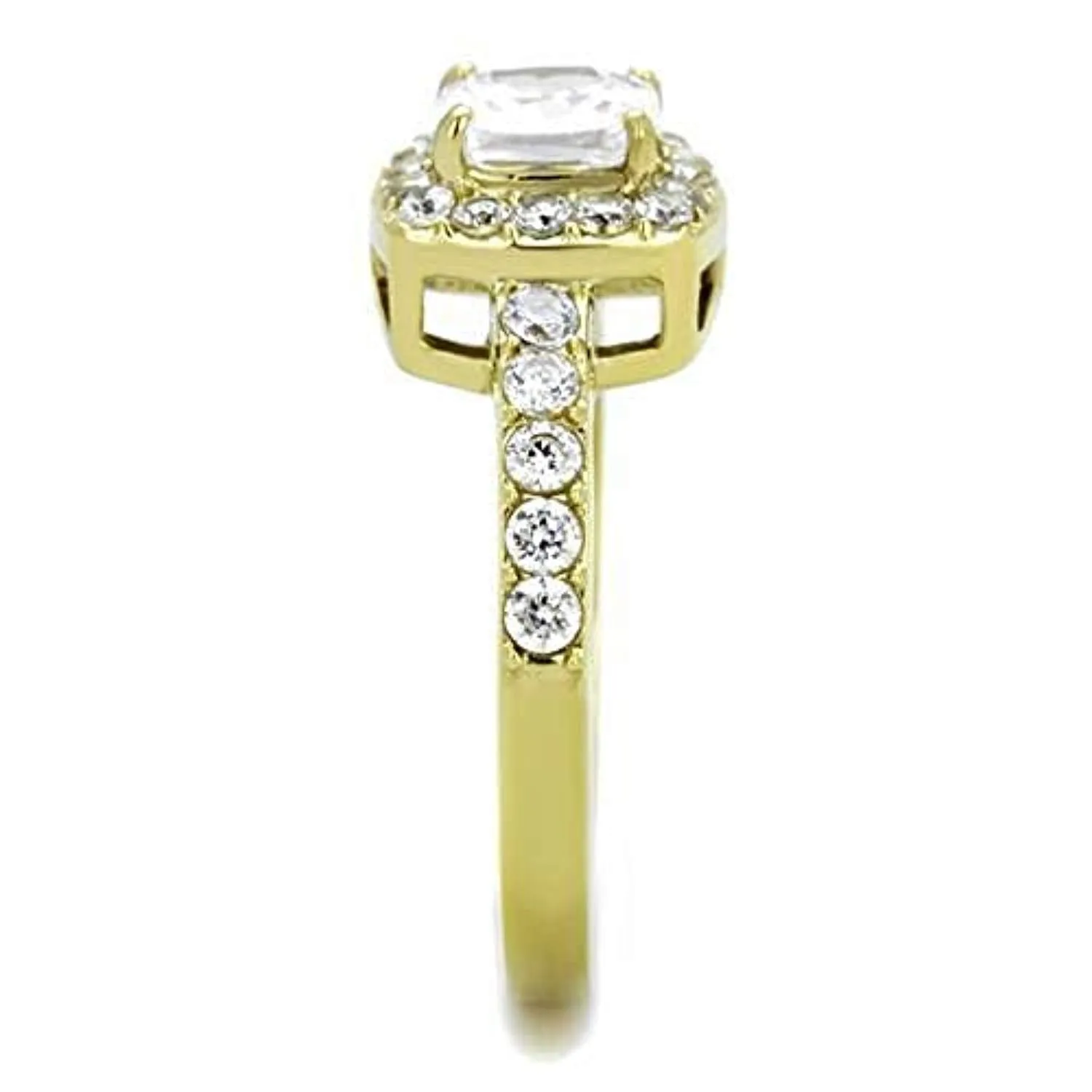 WildKlass WildKlass Stainless Steel Ring IP Gold Women AAA Grade CZ Clear