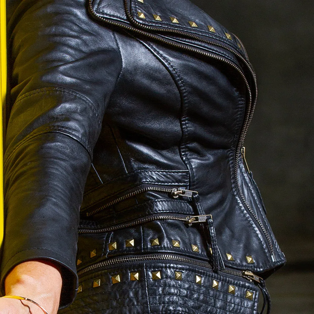 Women's Studded Leather Jacket | KC Leather Signature Range - Ashley