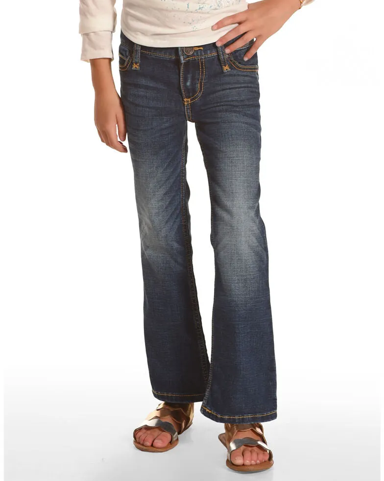 WRANGLER GIRLS' MULTI STITCH BOOTCUT SLIM FIT JEANS