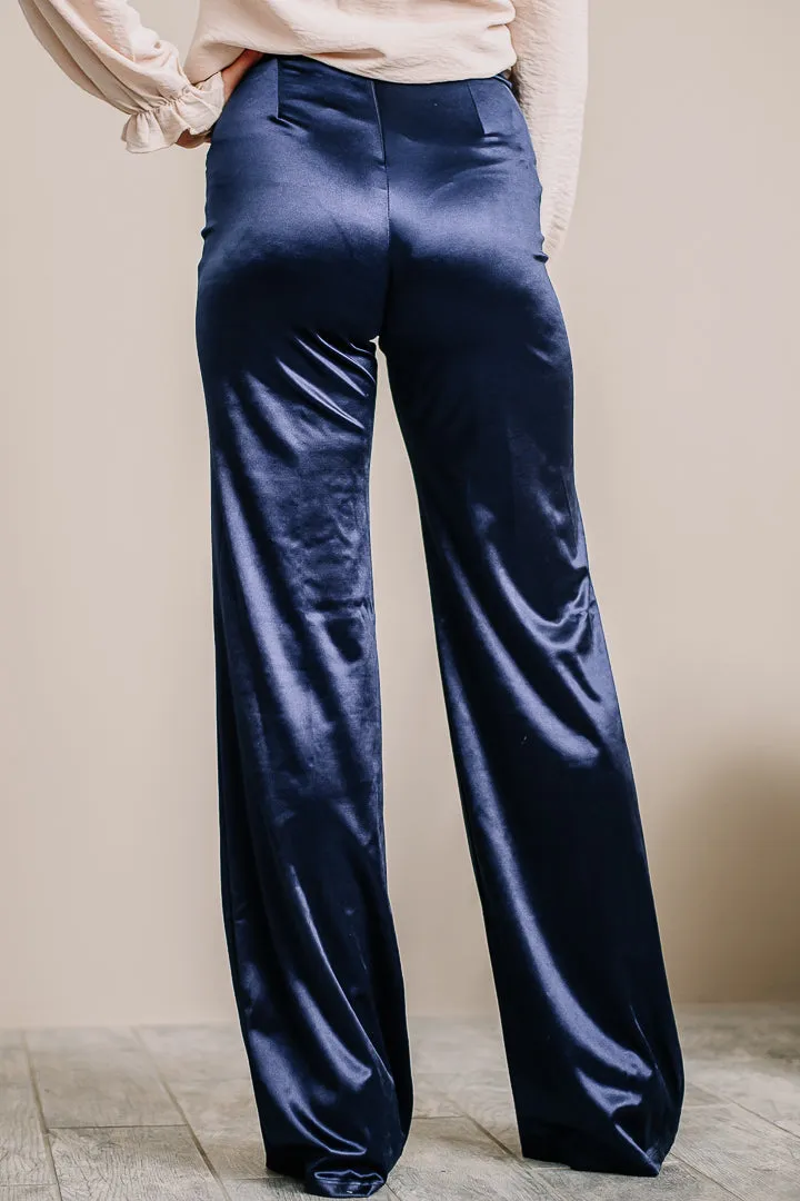 You Lead I'll Follow Satin Pants | Navy